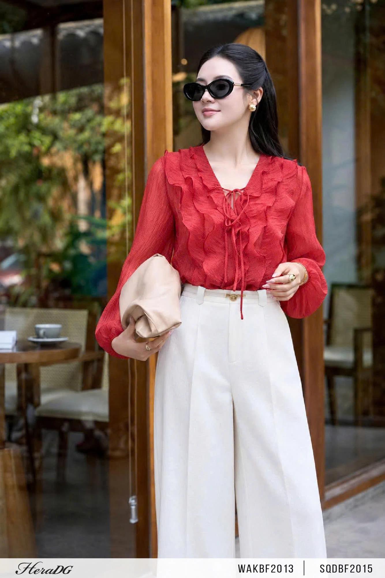 Áo cổ V thân bèo – Đỏ – ảnh 5
