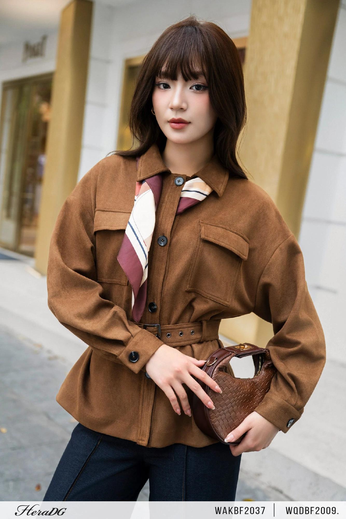 Áo kiểu da lộn kèm đai – ảnh 3