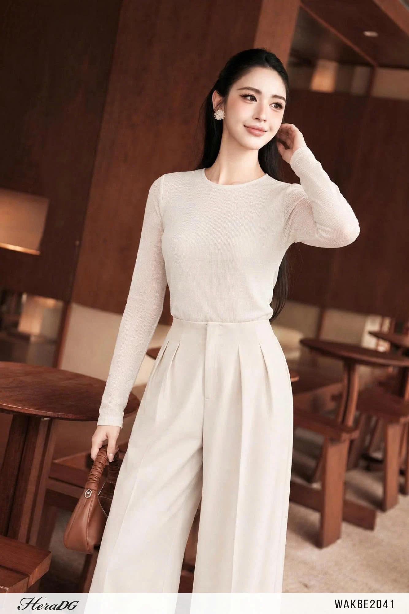 Áo kiểu dệt lưới dáng ôm