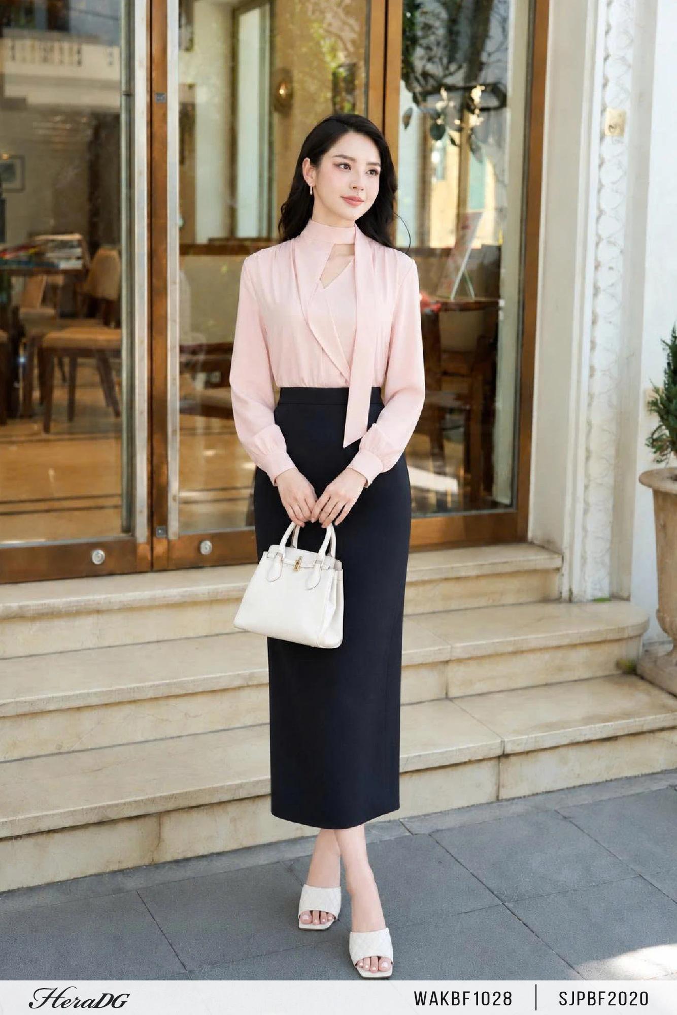 Áo kiểu vạt bèo lệch, vai xếp ly – ảnh 2