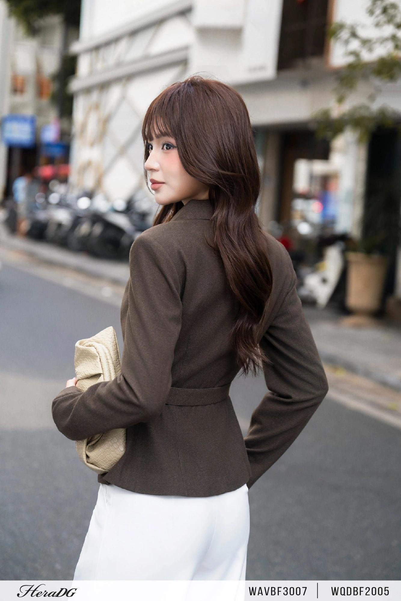 Áo vest dạ dáng ôm kèm đai – ảnh 4