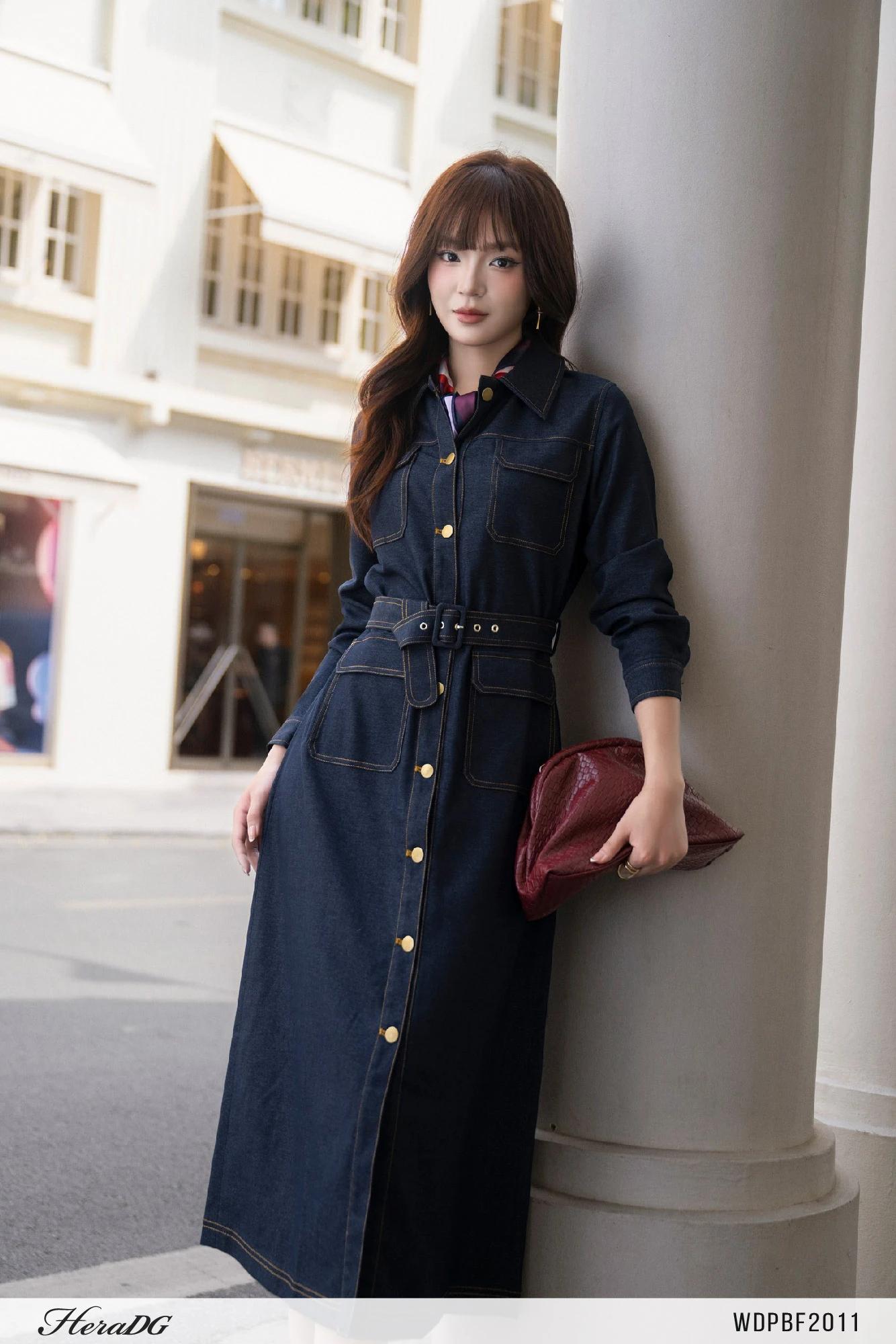 Đầm sơ mi jeans dáng suông – ảnh 2
