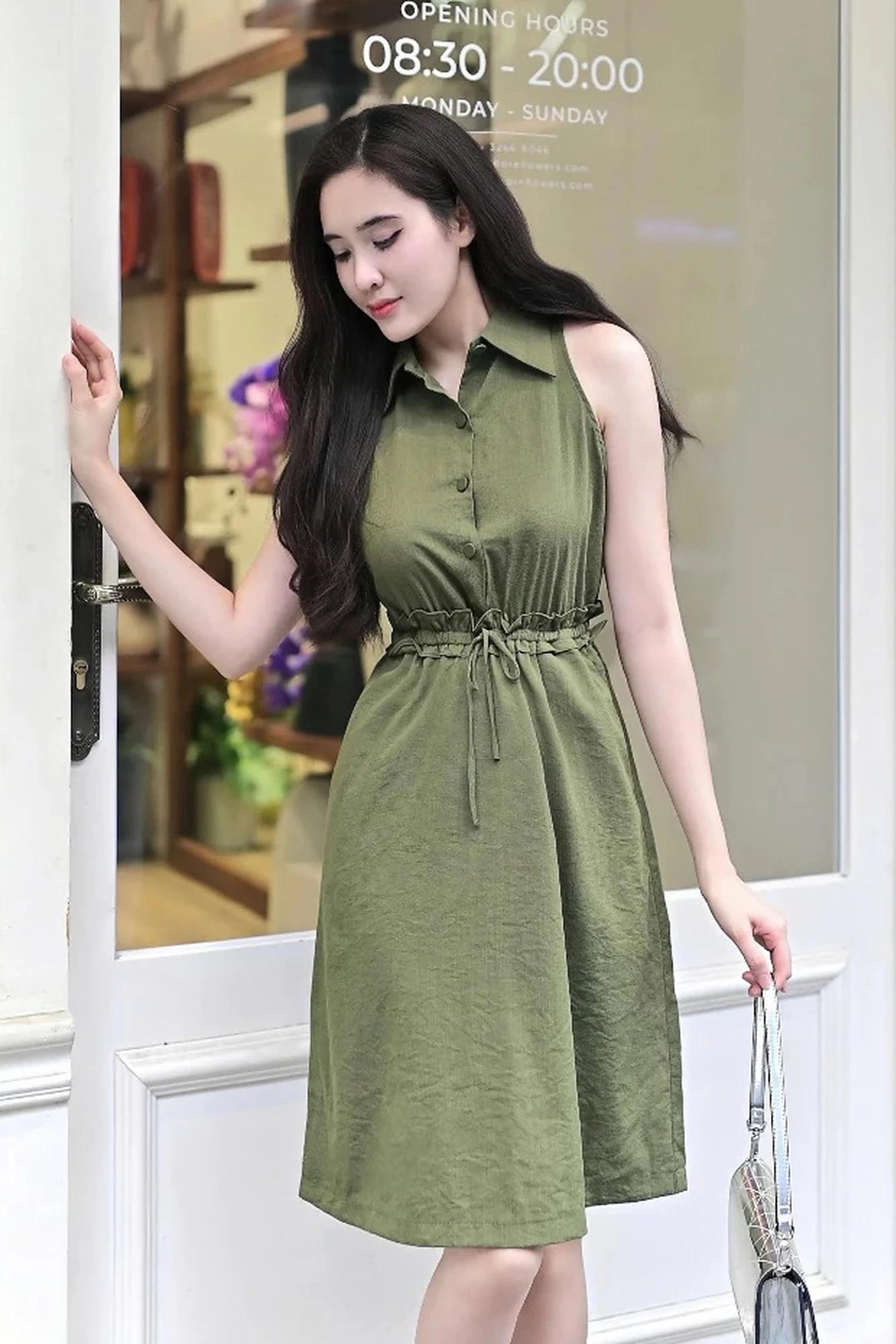 Đầm Suông Công Sở Nữ Thiết Kế Cổ Đức, Chun Eo – ảnh 4