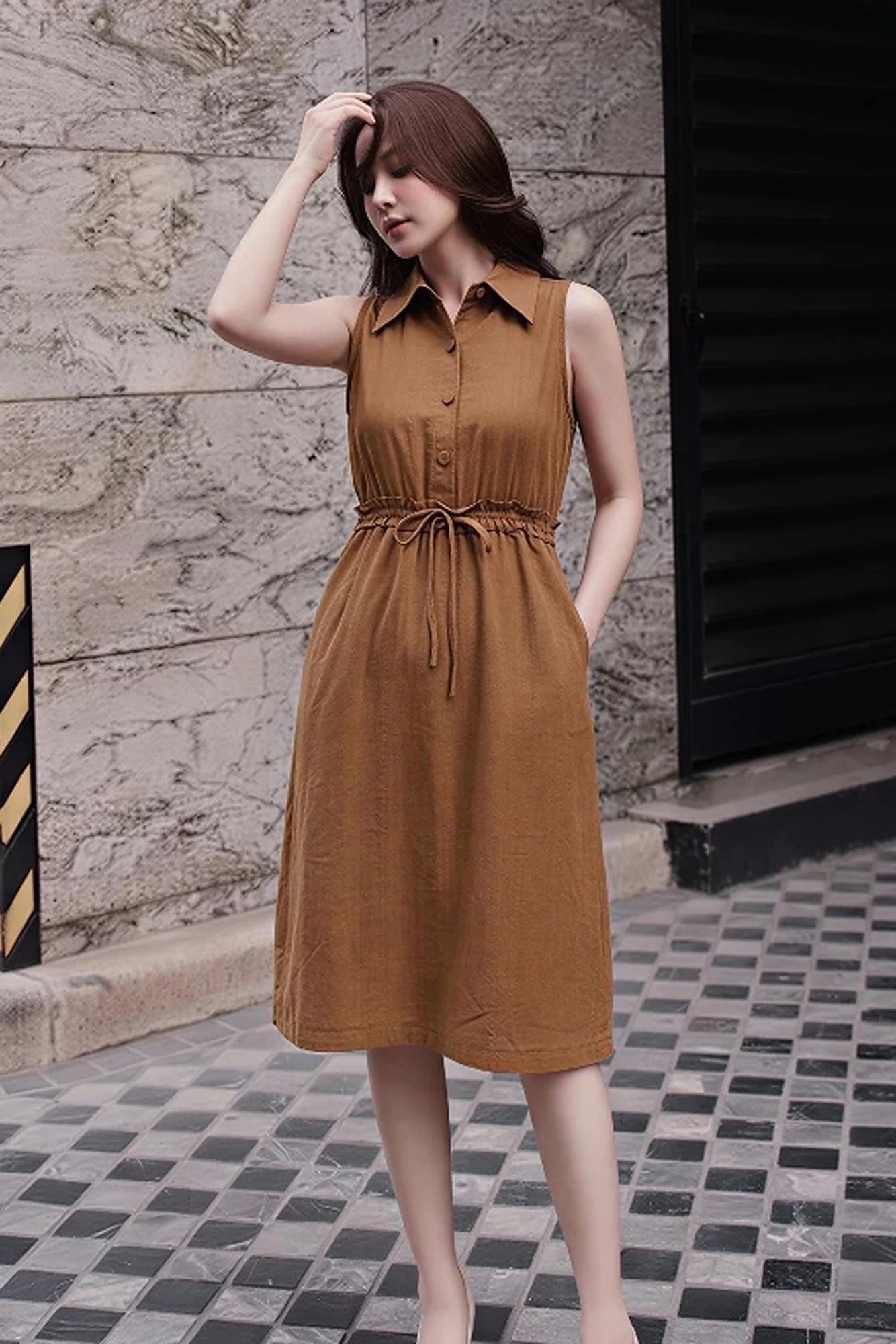 Đầm Suông Công Sở Nữ Thiết Kế Cổ Đức, Chun Eo – ảnh 3