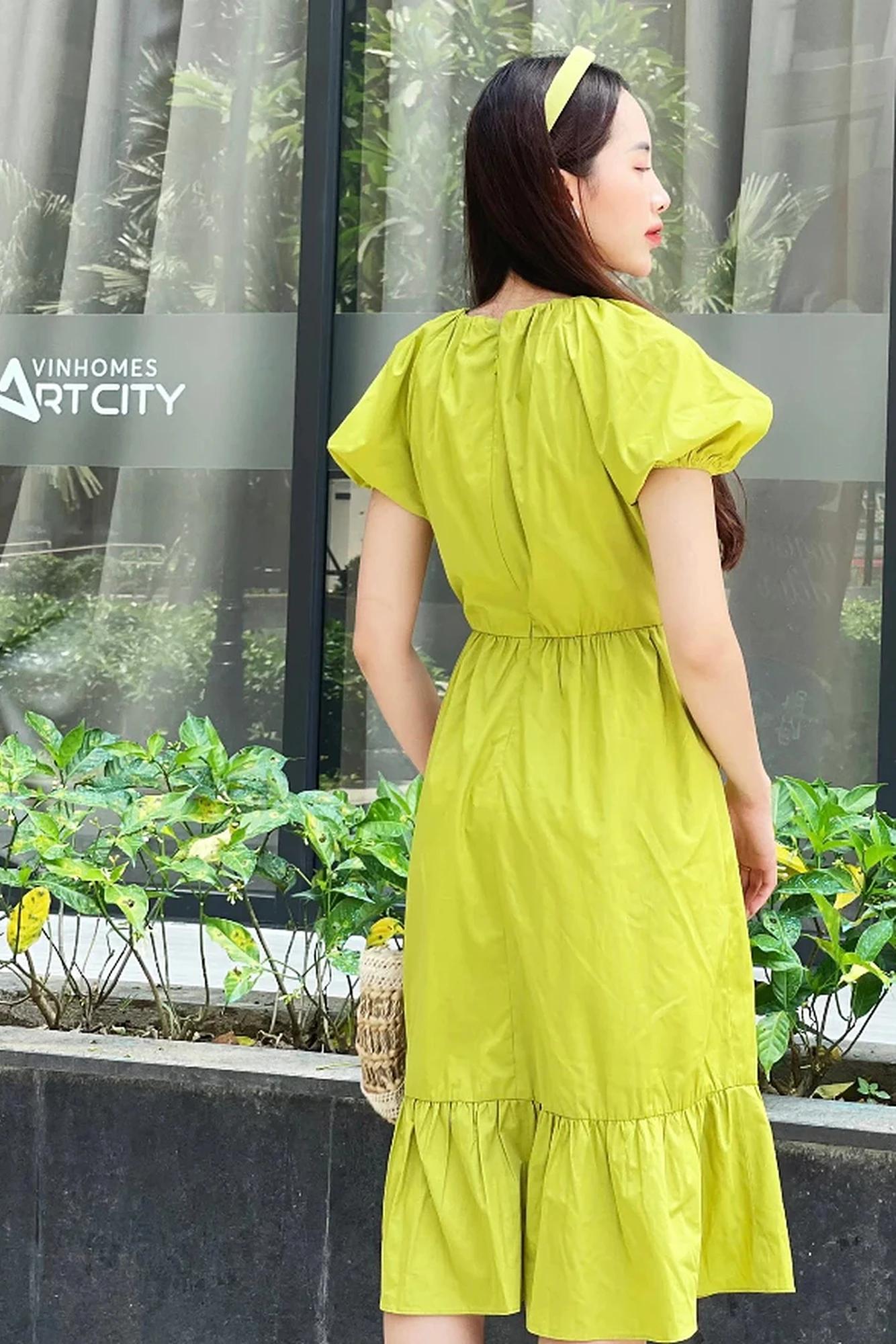 Đầm xòe cổ tròn tay bồng – ảnh 4