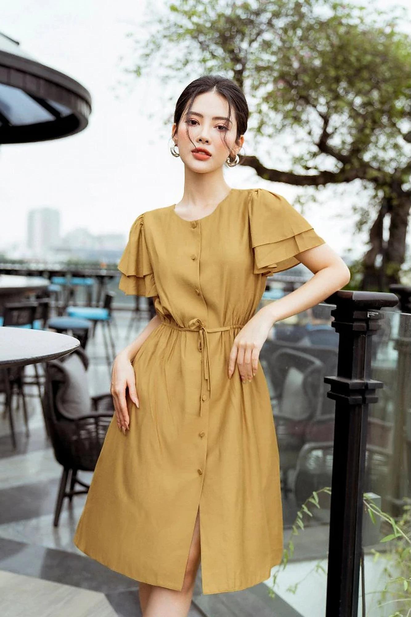 Đầm Xòe Tay Hai Tầng Thiết Kế Buộc Dây Eo Tôn Dáng – ảnh 5
