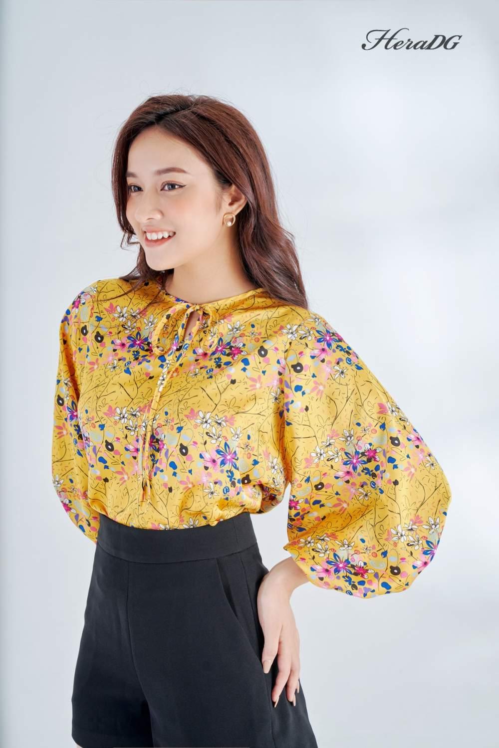 Áo kiểu tay bồng buộc nơ