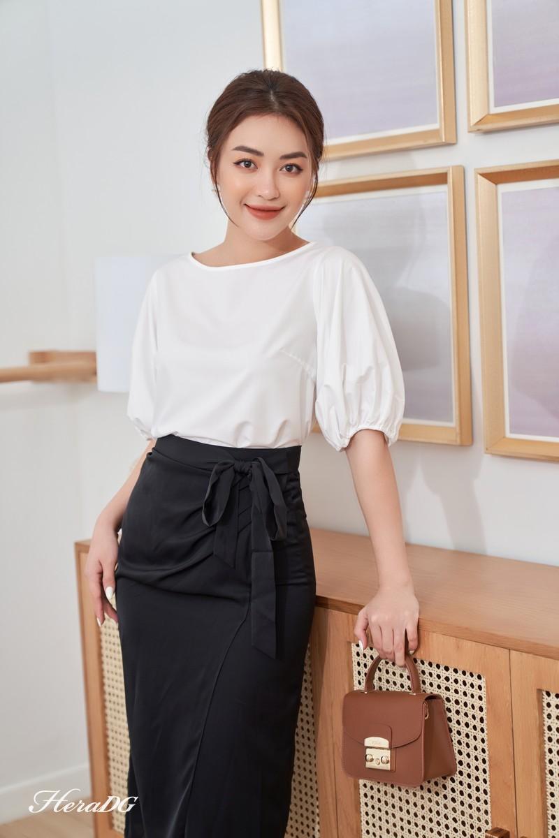 Áo kiểu tay bồng cổ thuyền