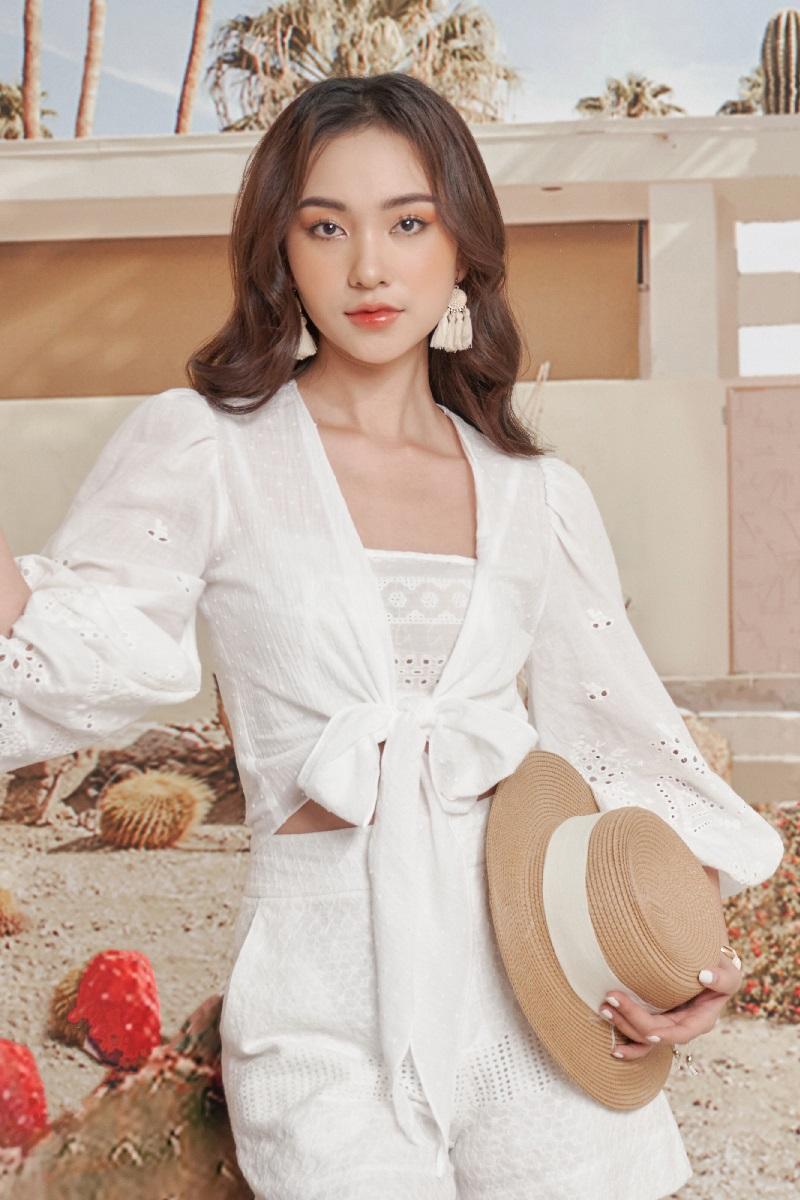 Áo kiểu tay bồng buộc tà