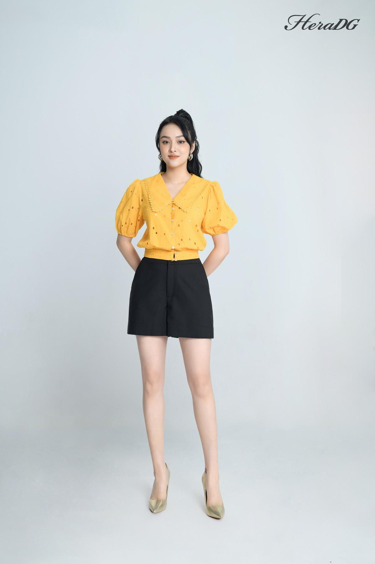 Áo kiểu thêu cổ V