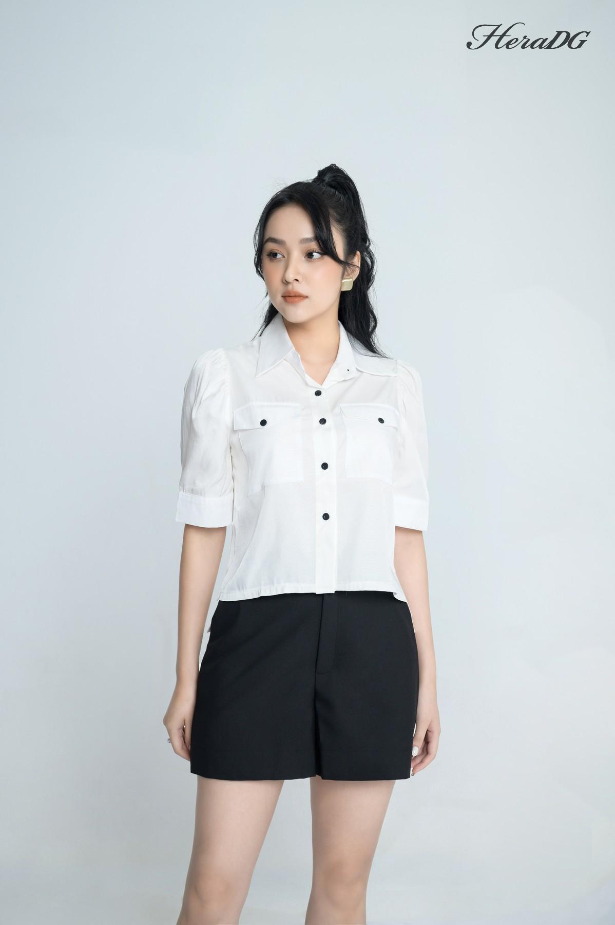 Áo kiểu tay bồng, ốp túi ngực
