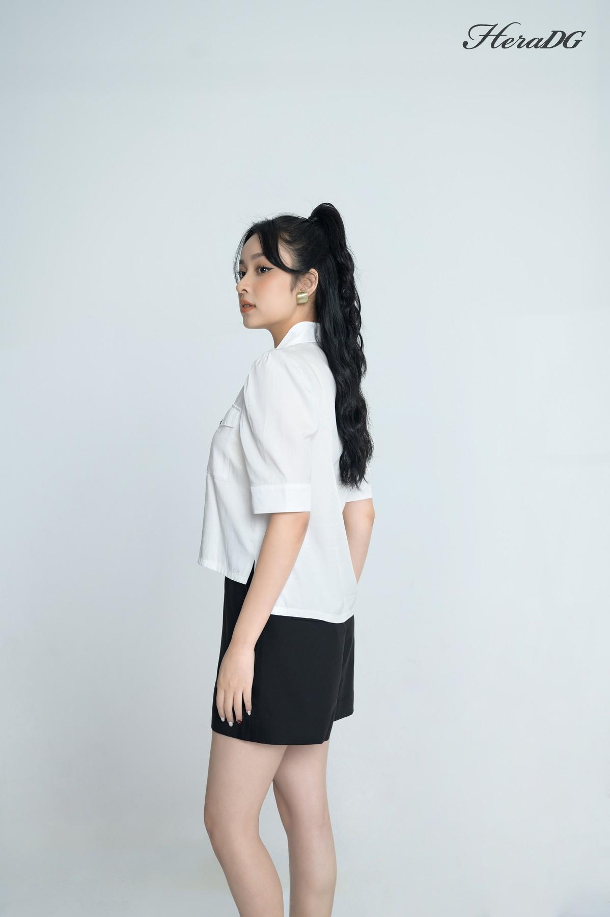 Áo kiểu tay bồng, ốp túi ngực