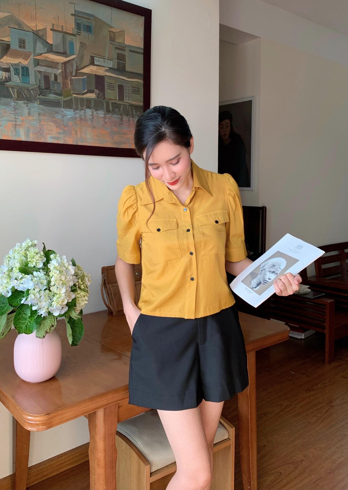 Áo kiểu tay bồng, ốp túi ngực