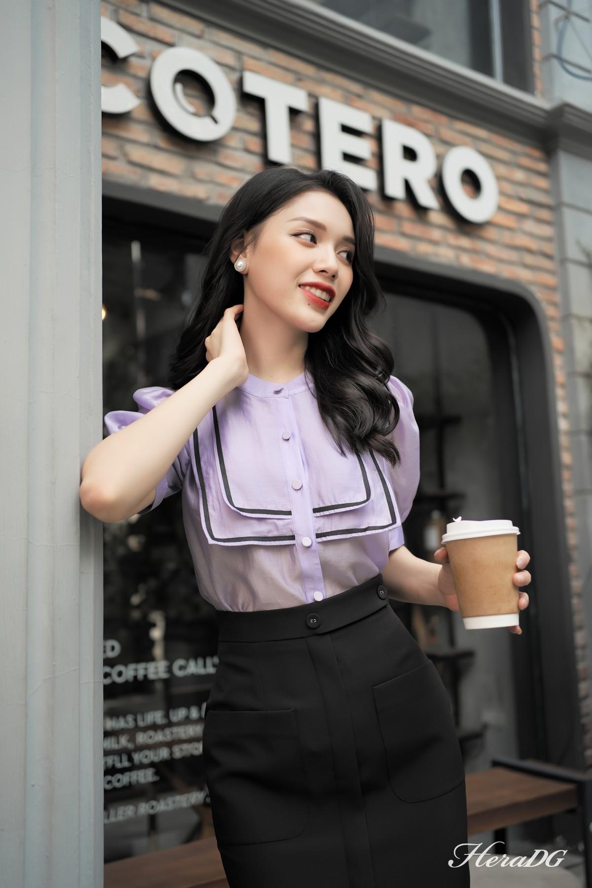 Áo kiểu cổ tròn đính nơ