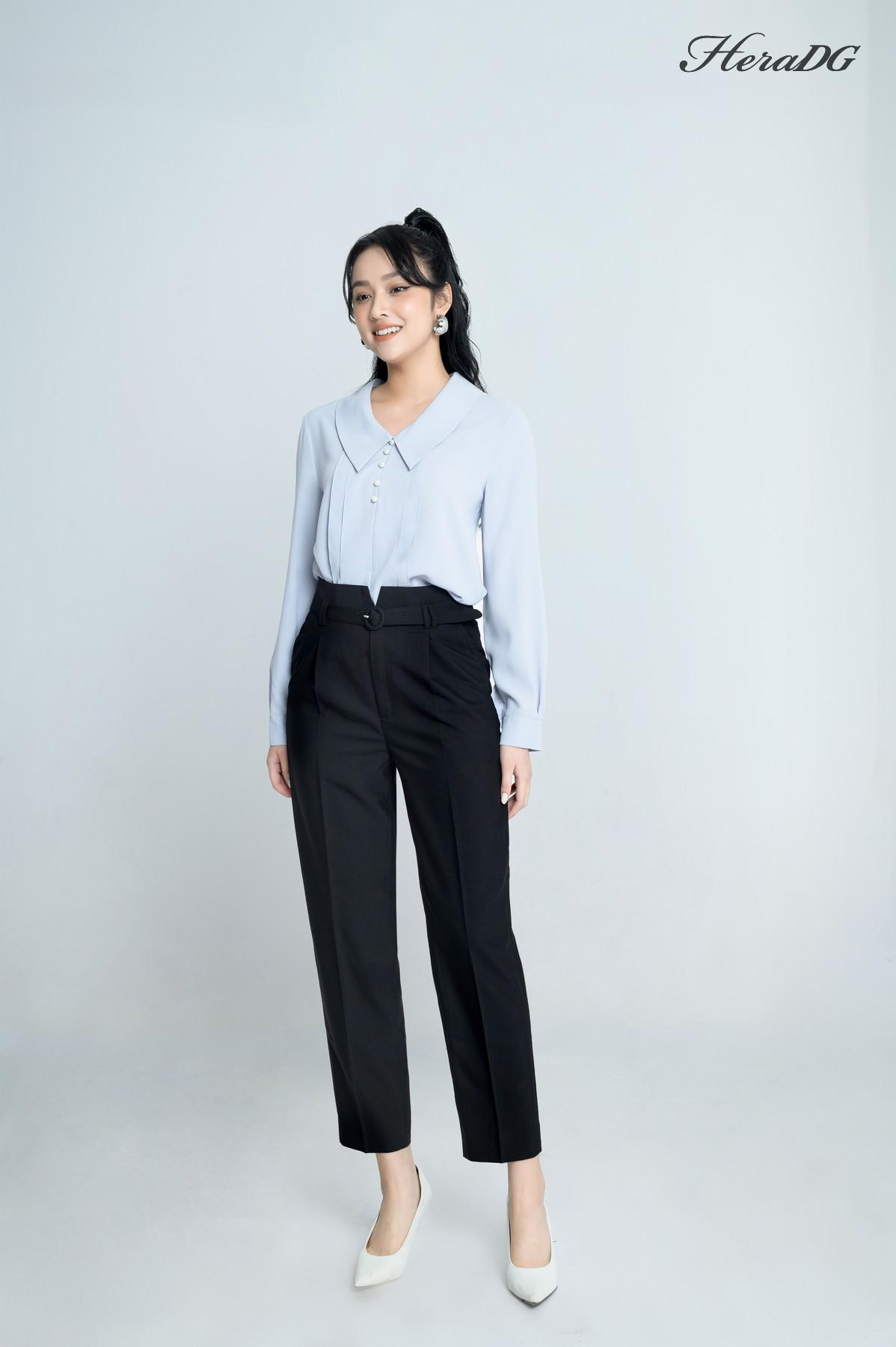 Áo kiểu lá cổ dài tay
