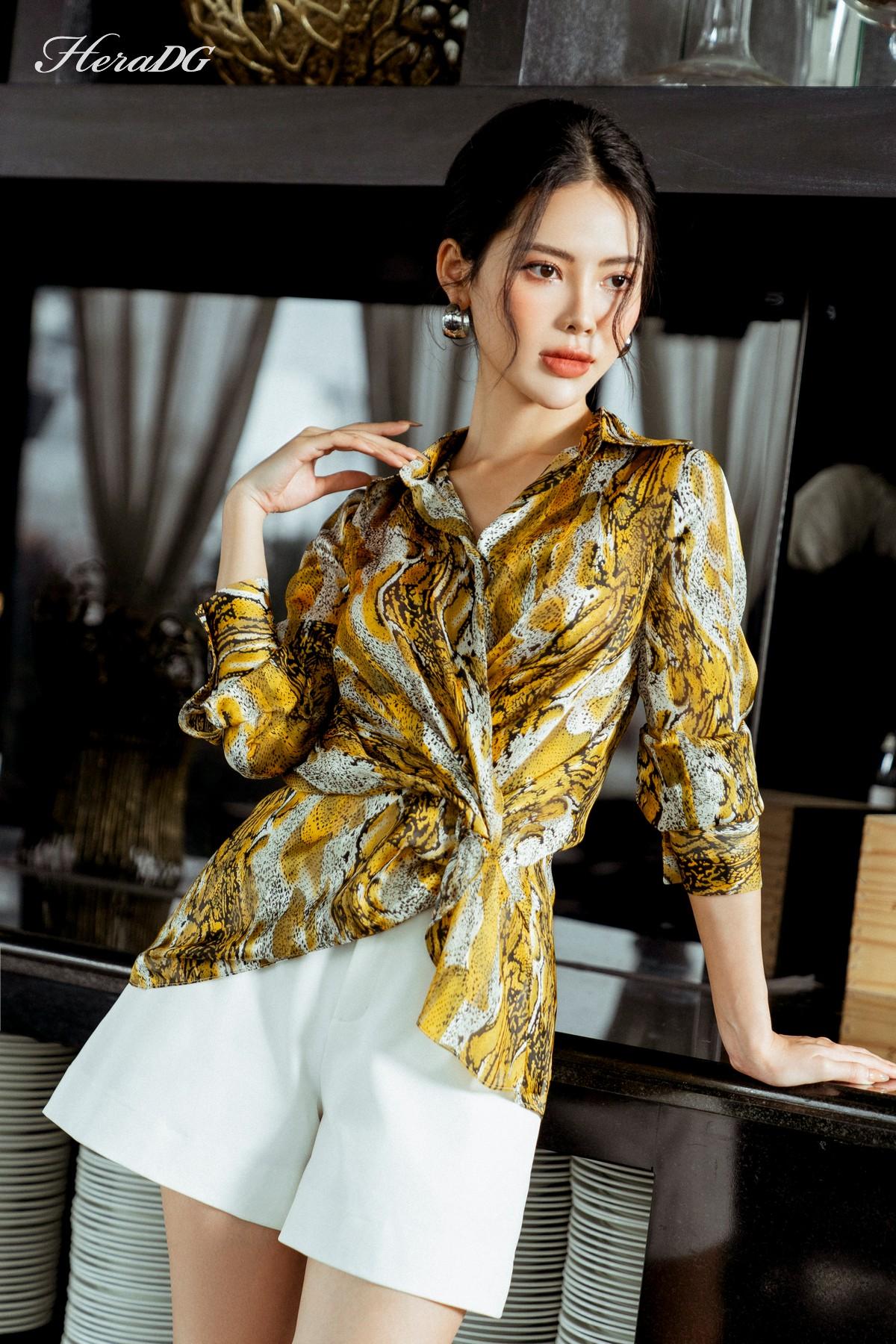 Áo cổ đức xoắn eo