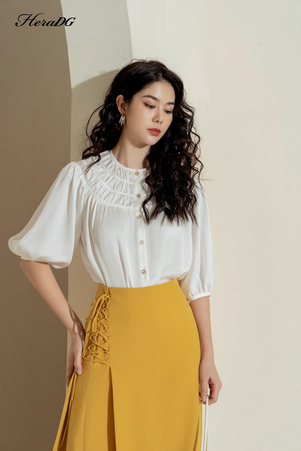 Áo suông rút nhún cổ