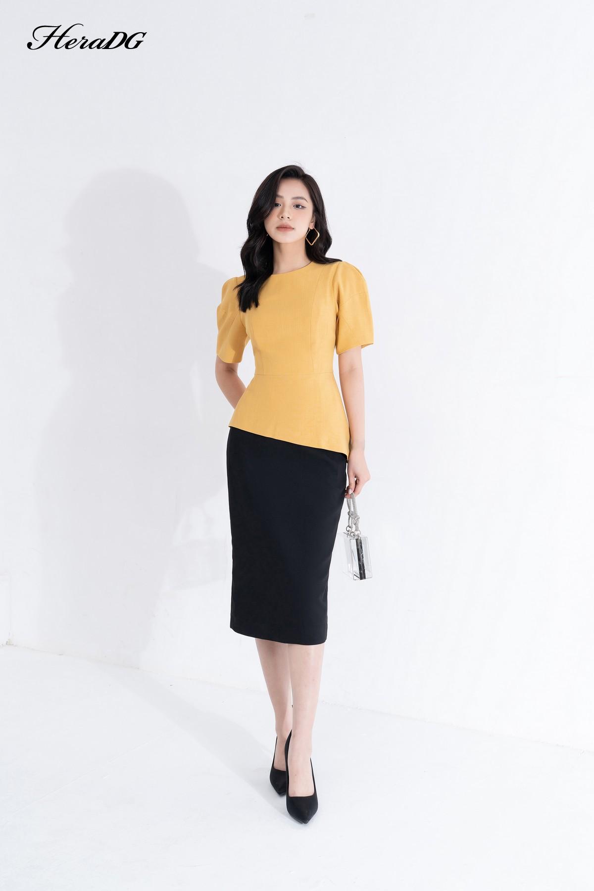 Áo peplum tay bồng