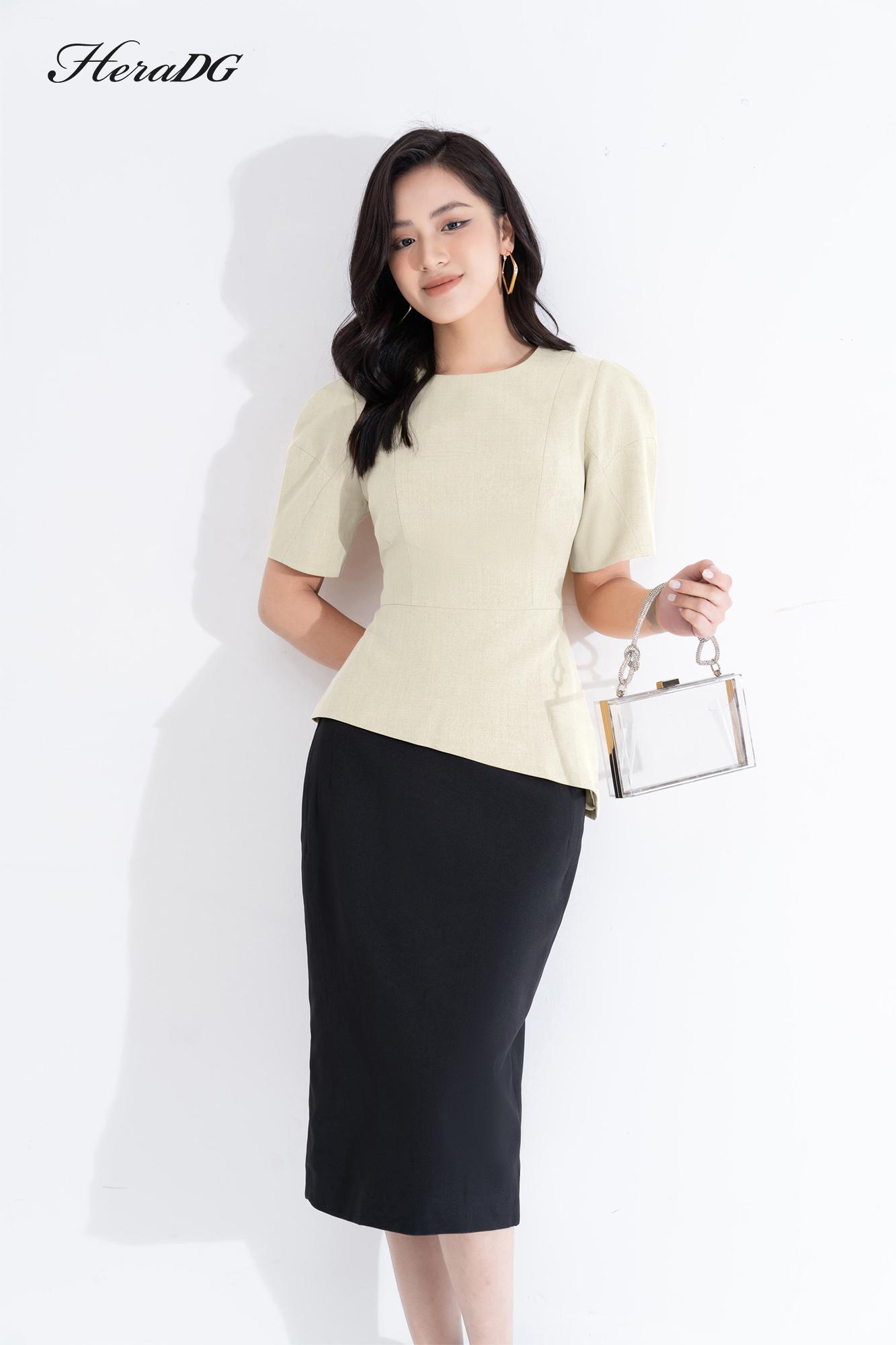 Áo peplum tay bồng