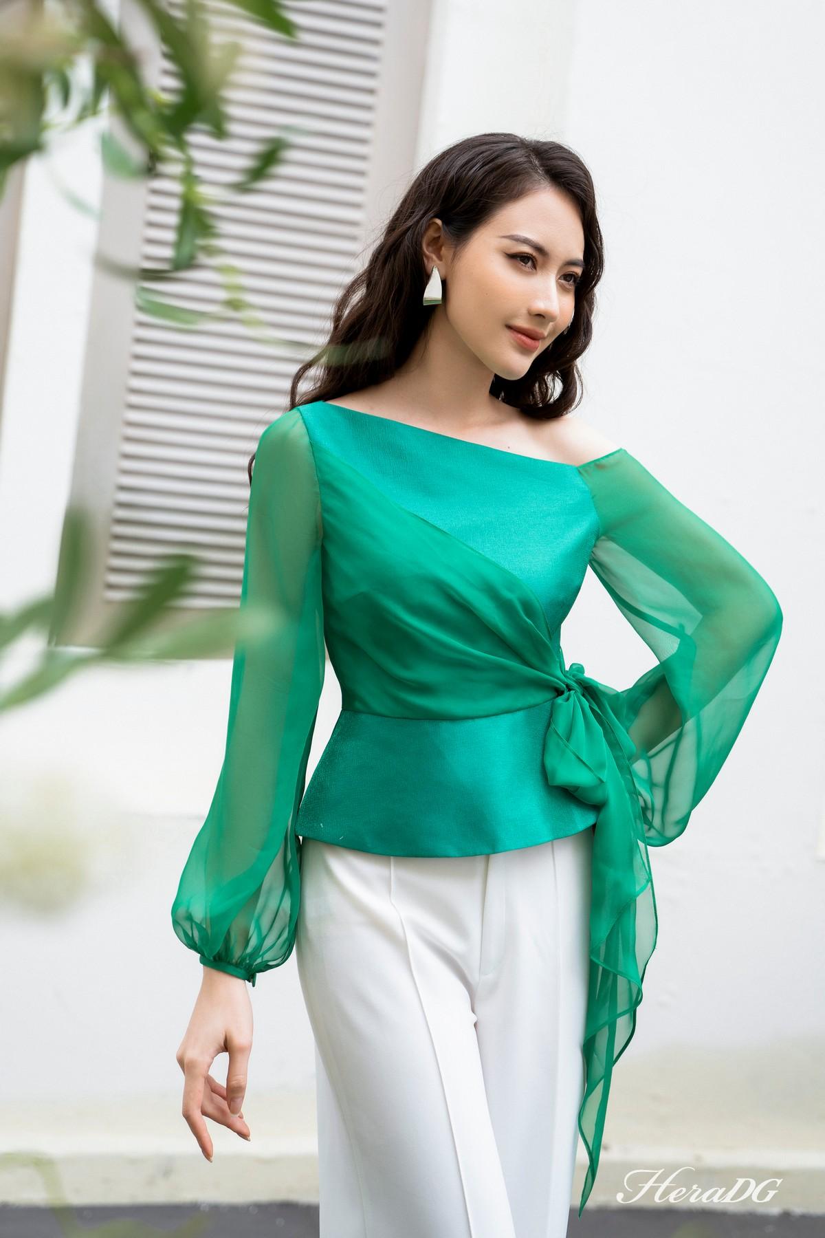 Áo lệch vai, tay bồng