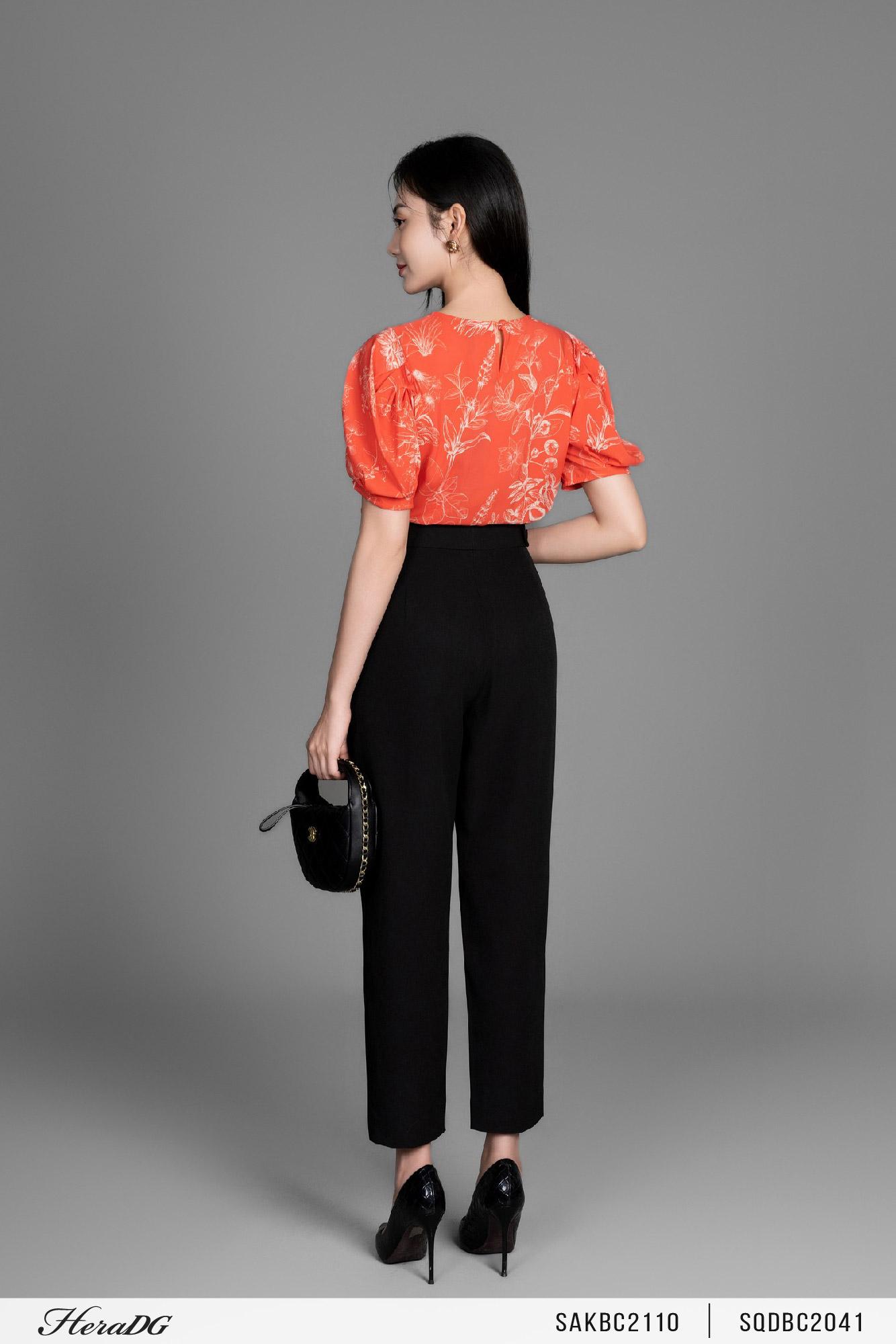 Áo kiểu, cổ tròn dáng crotop