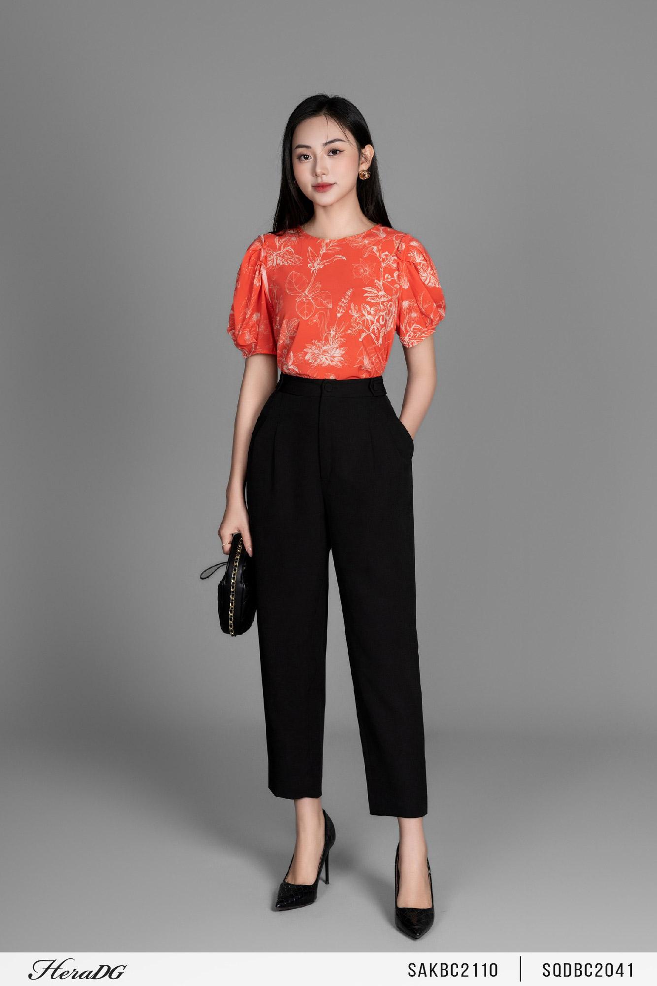 Áo kiểu, cổ tròn dáng crotop