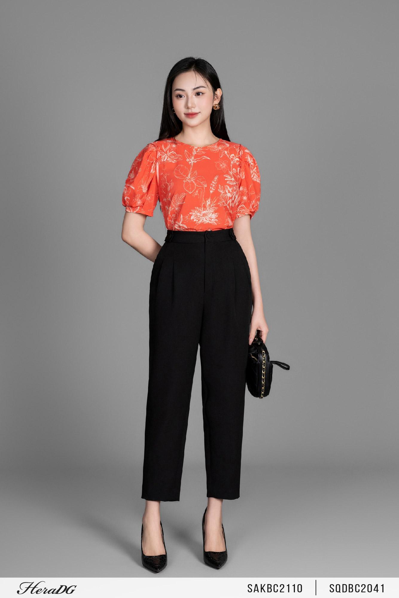 Áo kiểu, cổ tròn dáng crotop