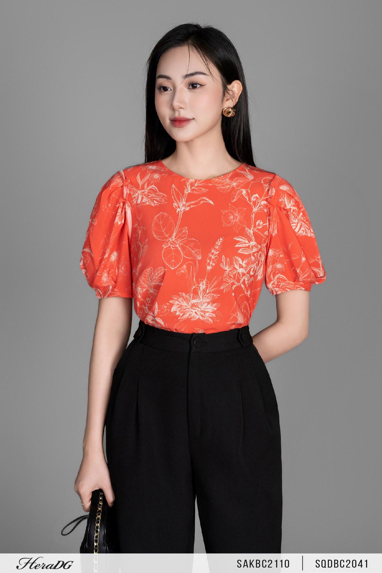 Áo kiểu, cổ tròn dáng crotop