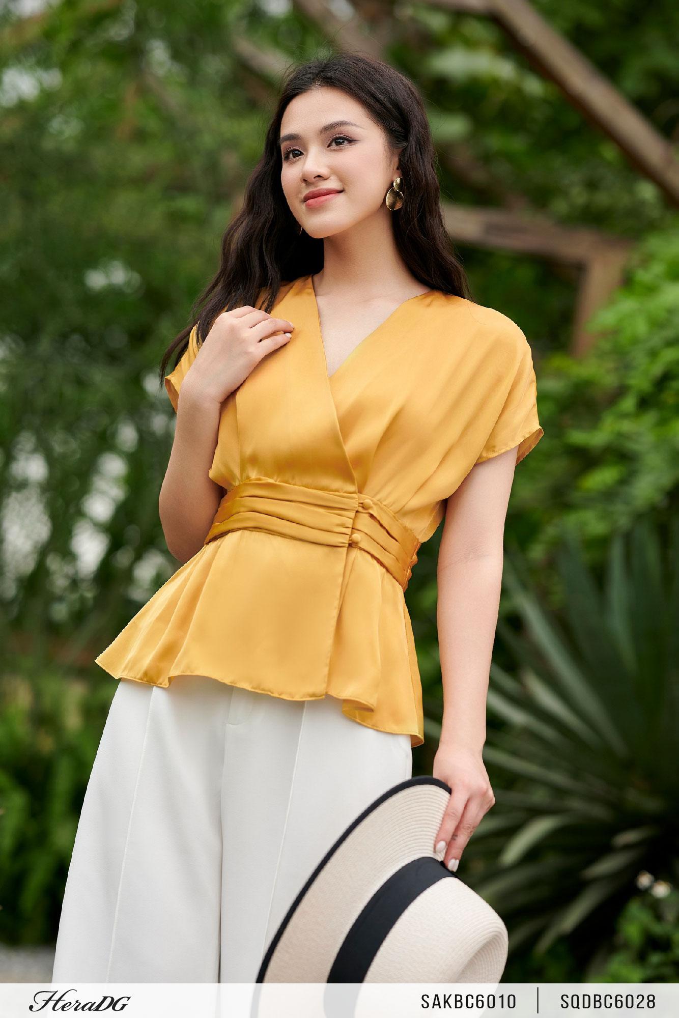 Áo tay liền nhún eo