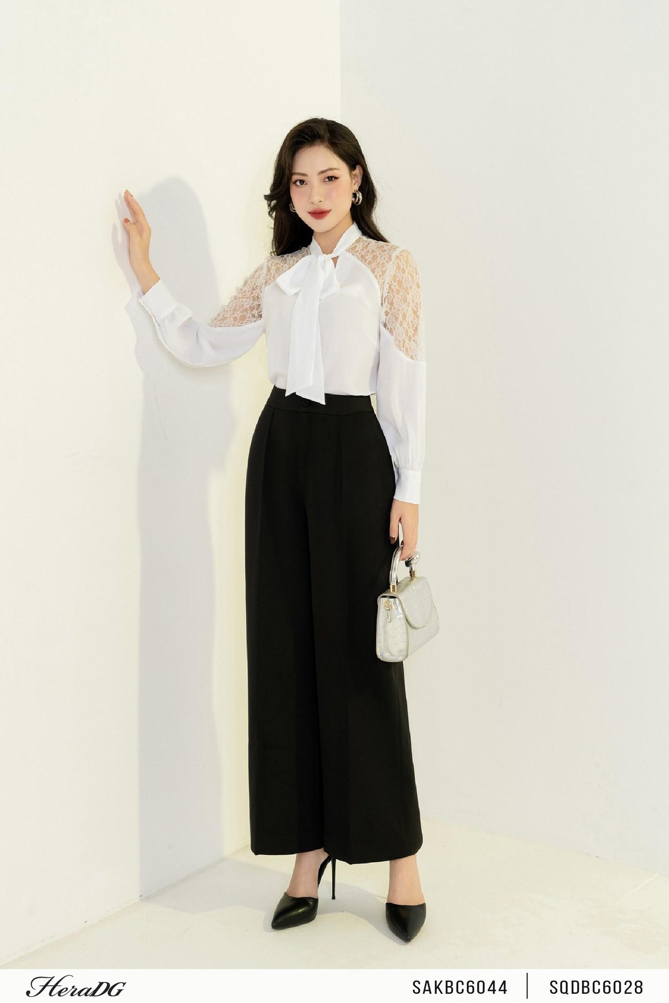 Áo suông phối ren tay