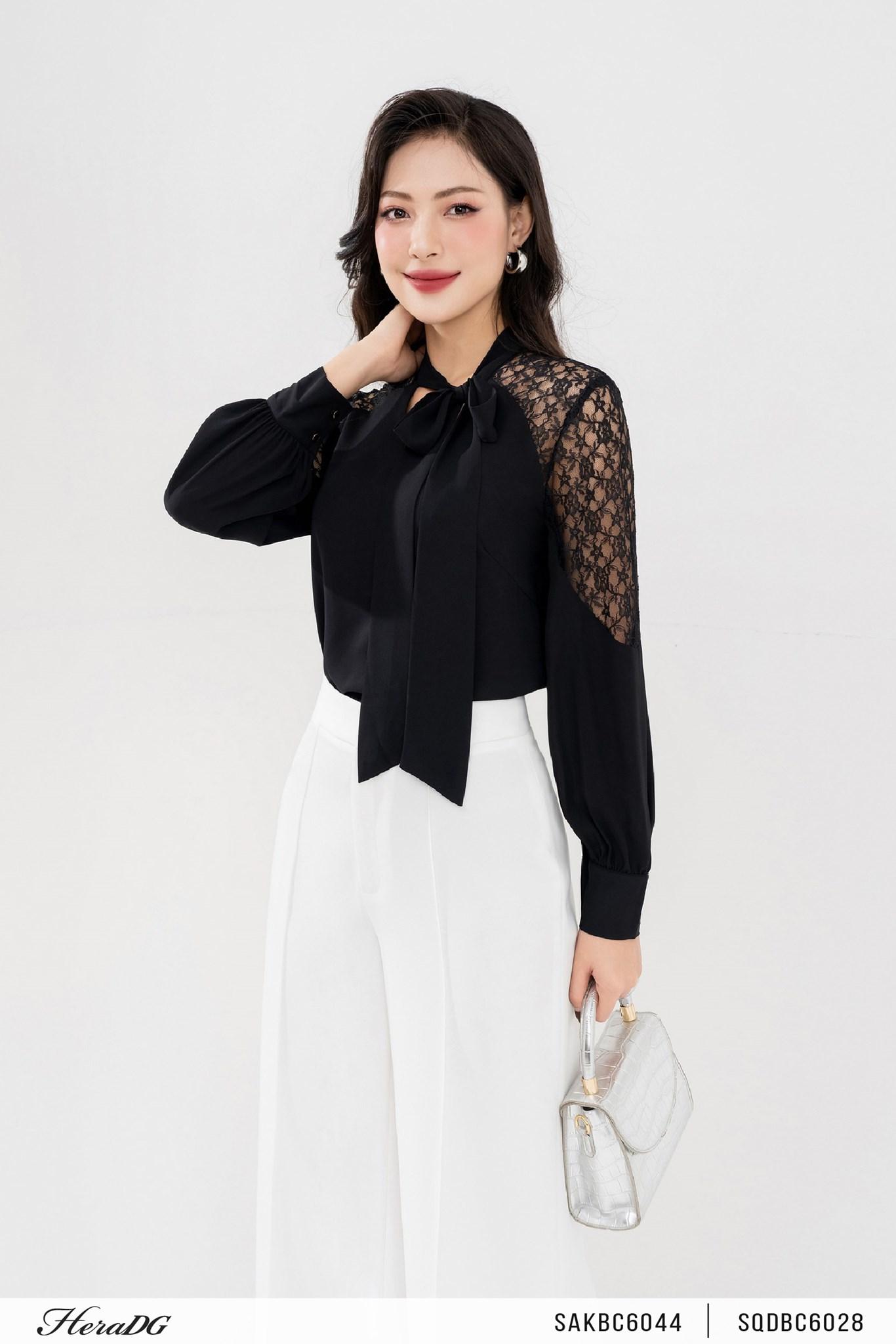 Áo suông phối ren tay
