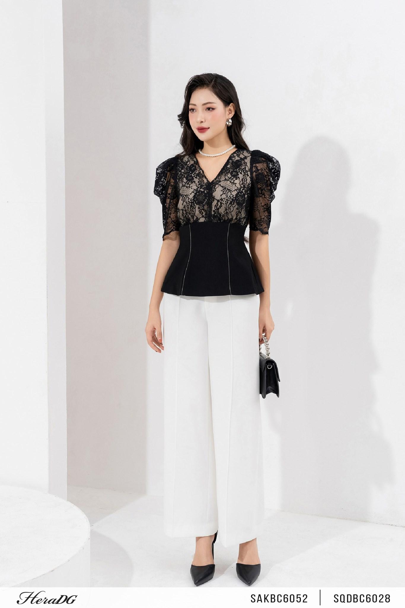 Áo phối ren tay bồng