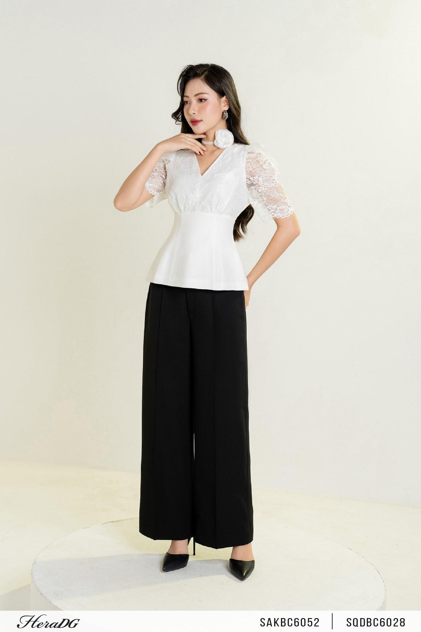 Áo phối ren tay bồng
