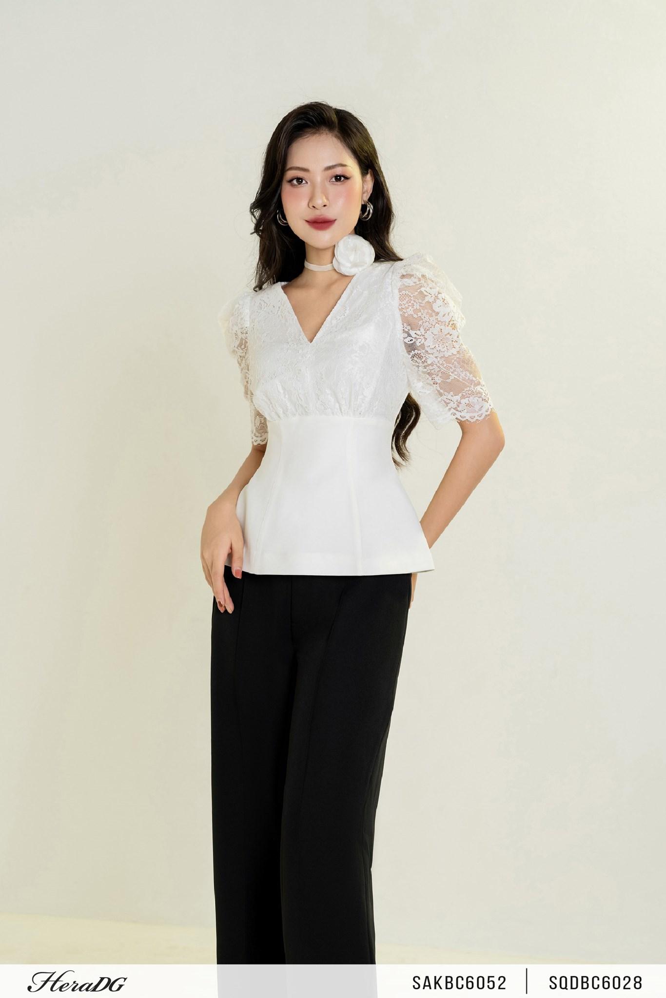 Áo phối ren tay bồng