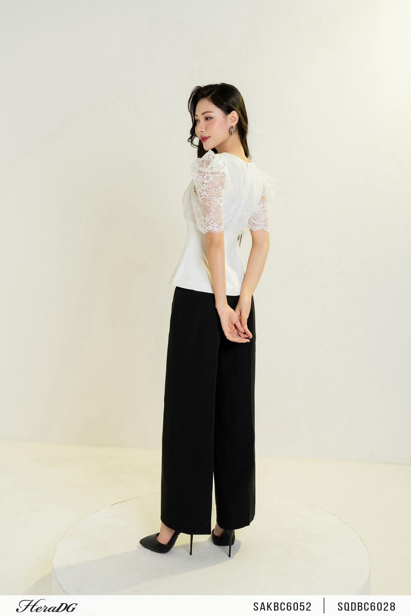 Áo phối ren tay bồng