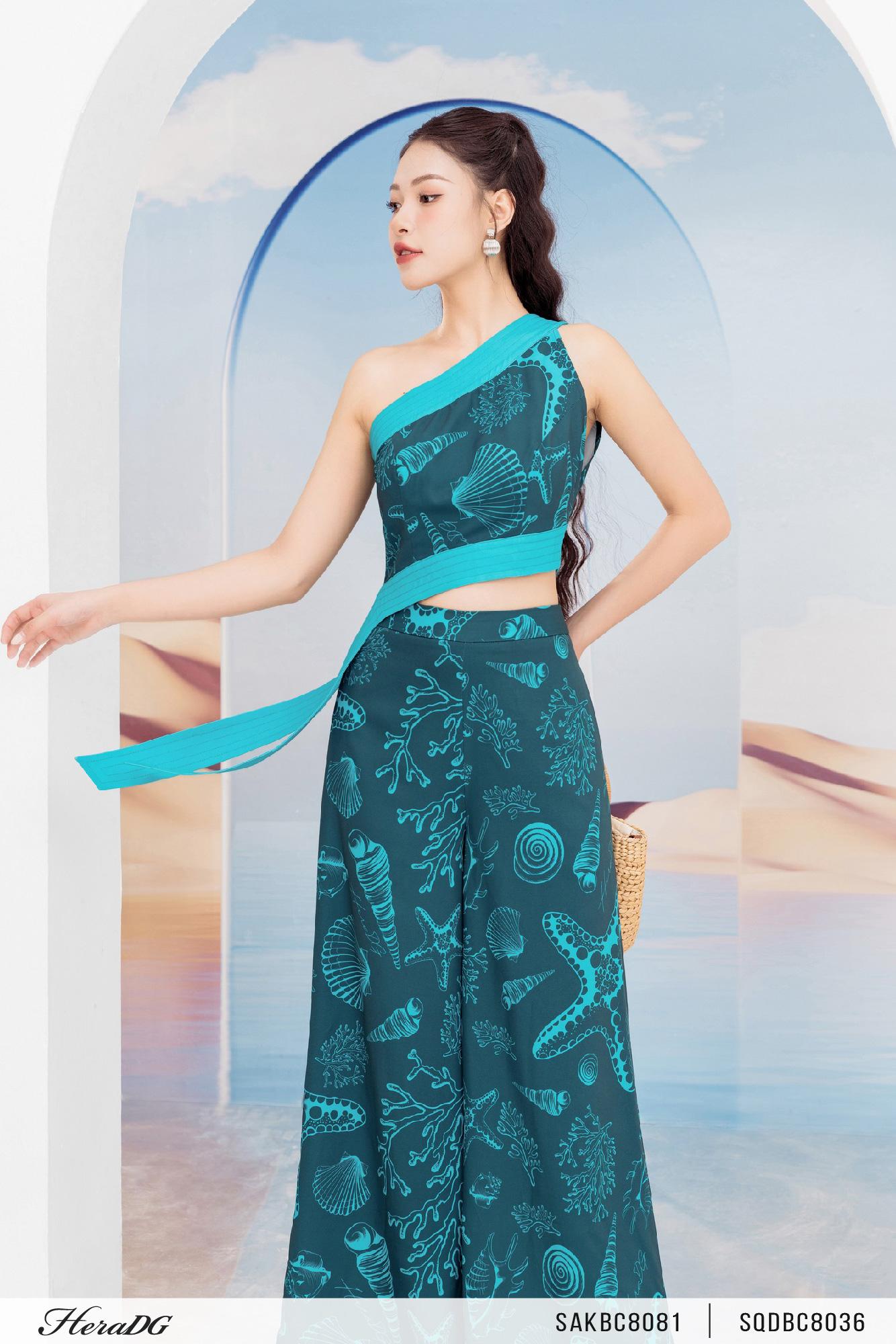 Áo vai lệch phối màu