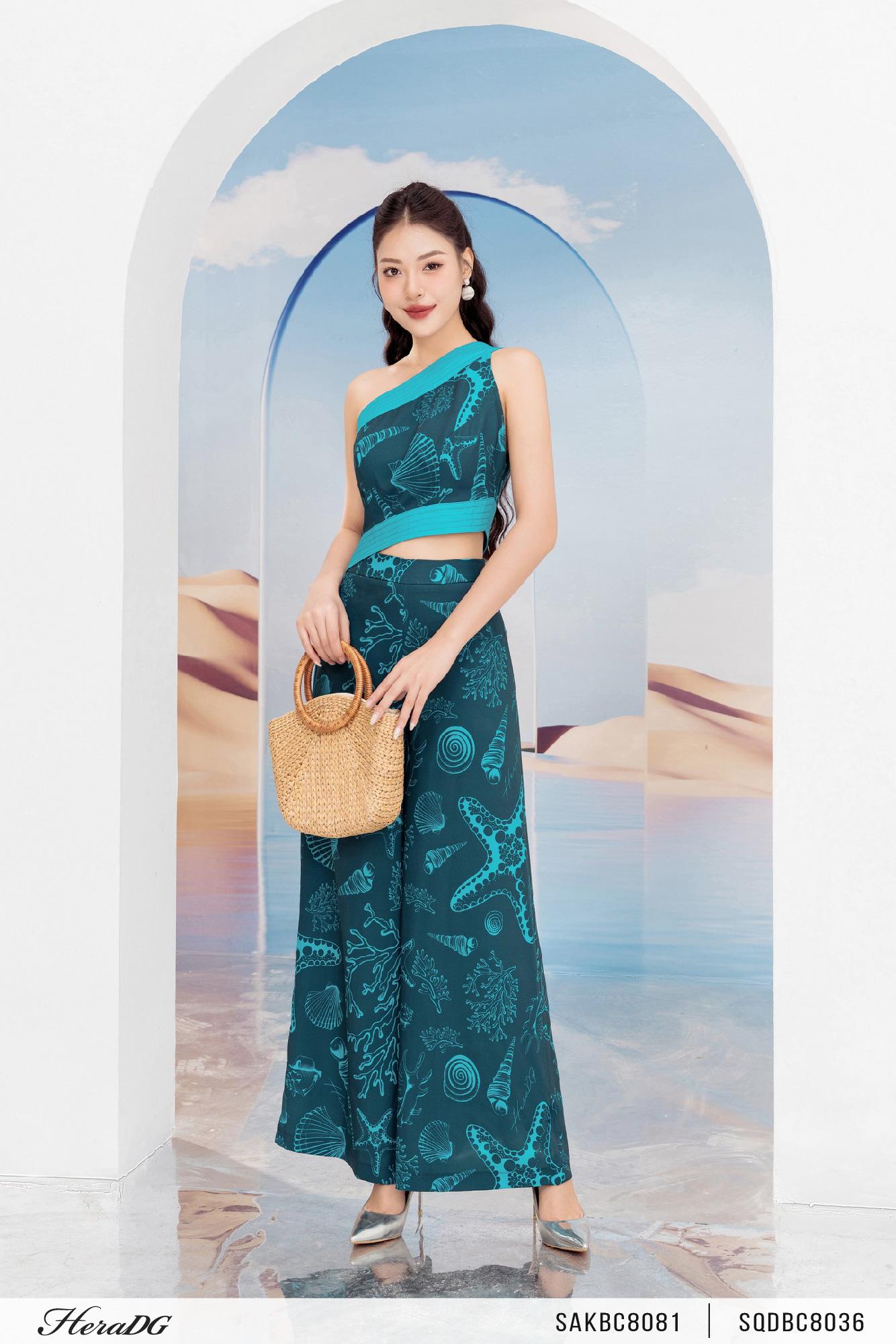 Áo vai lệch phối màu