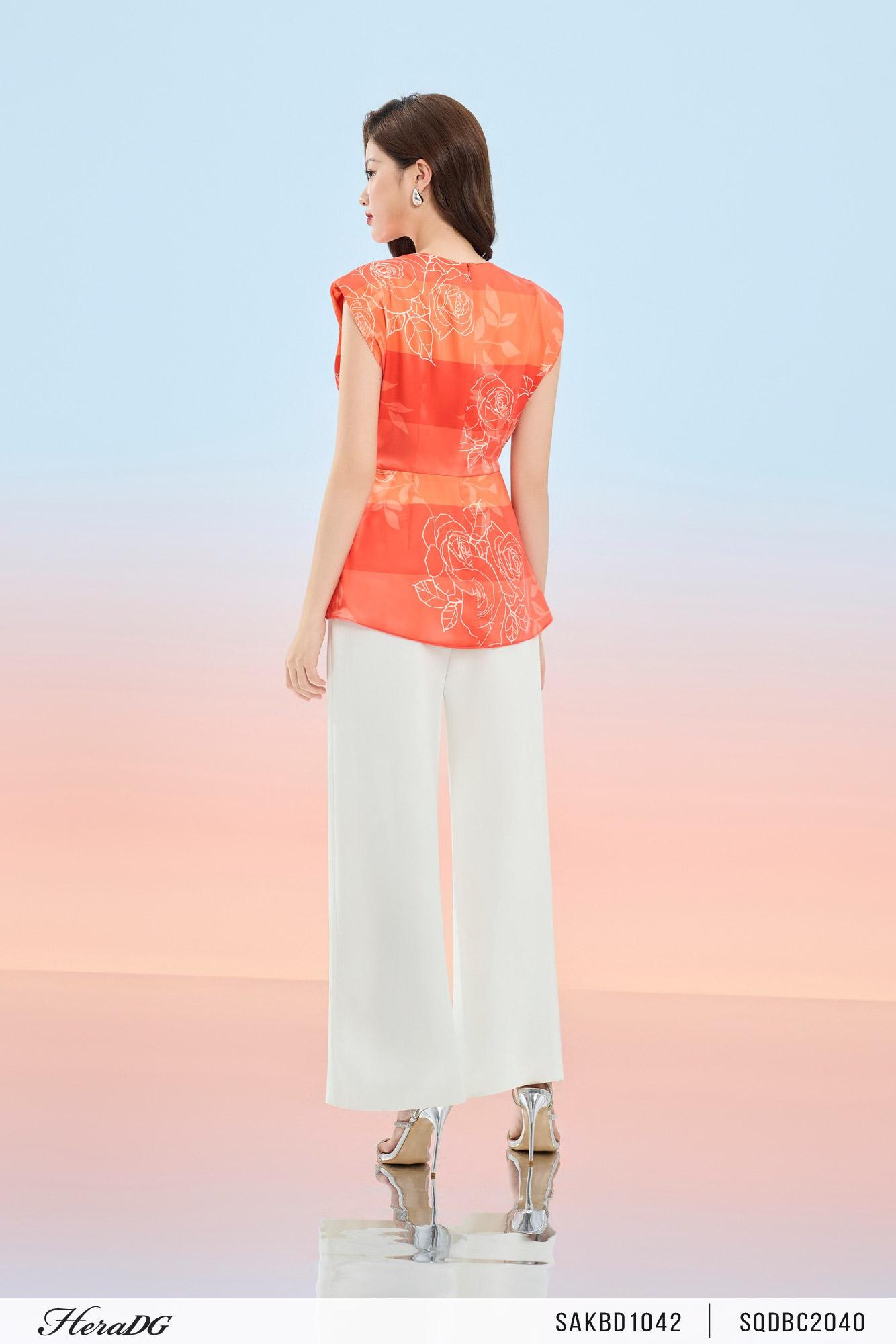 Áo lụa peplum lệch