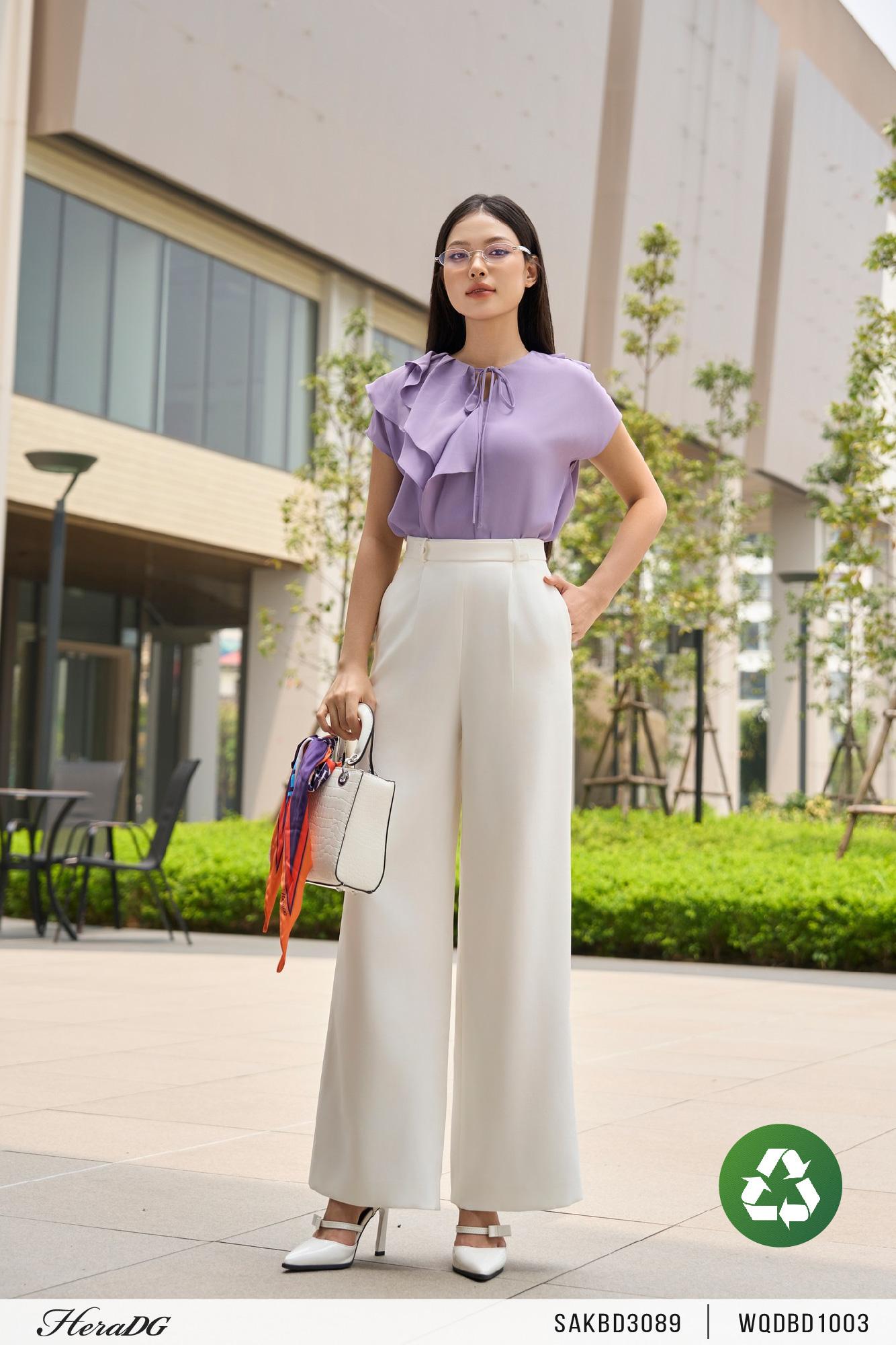 Áo kiểu vai chờm bèo lệch