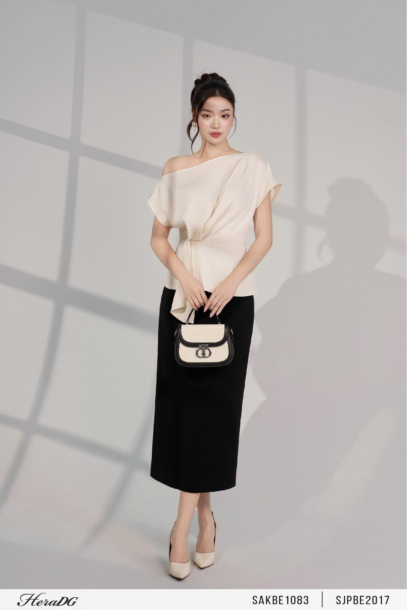 Áo lụa lệch vai
