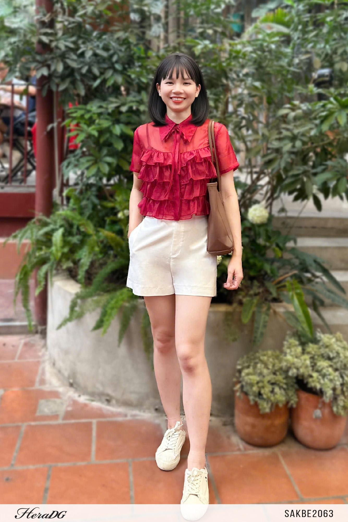 Áo sơ mi tơ bèo tầng