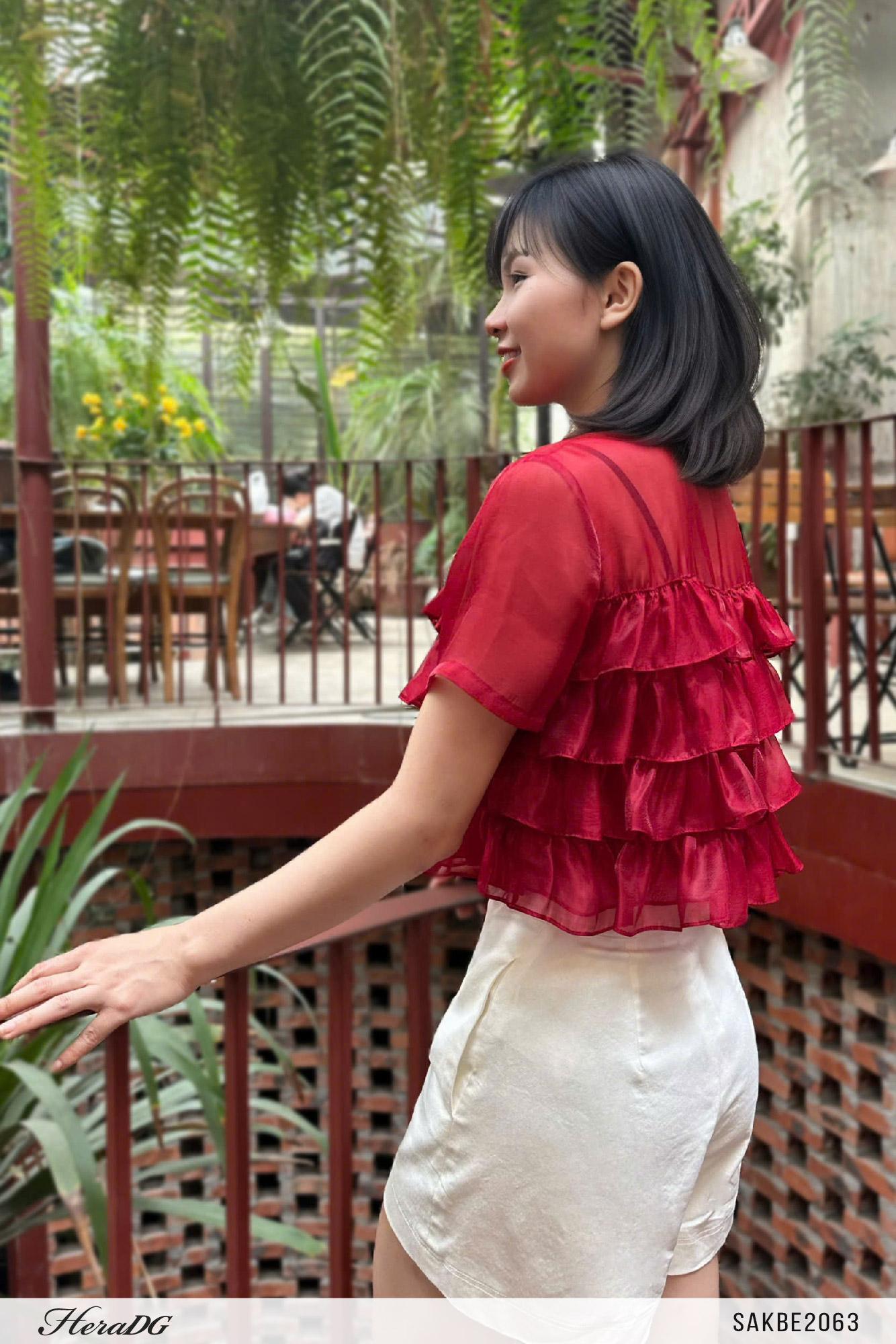 Áo sơ mi tơ bèo tầng