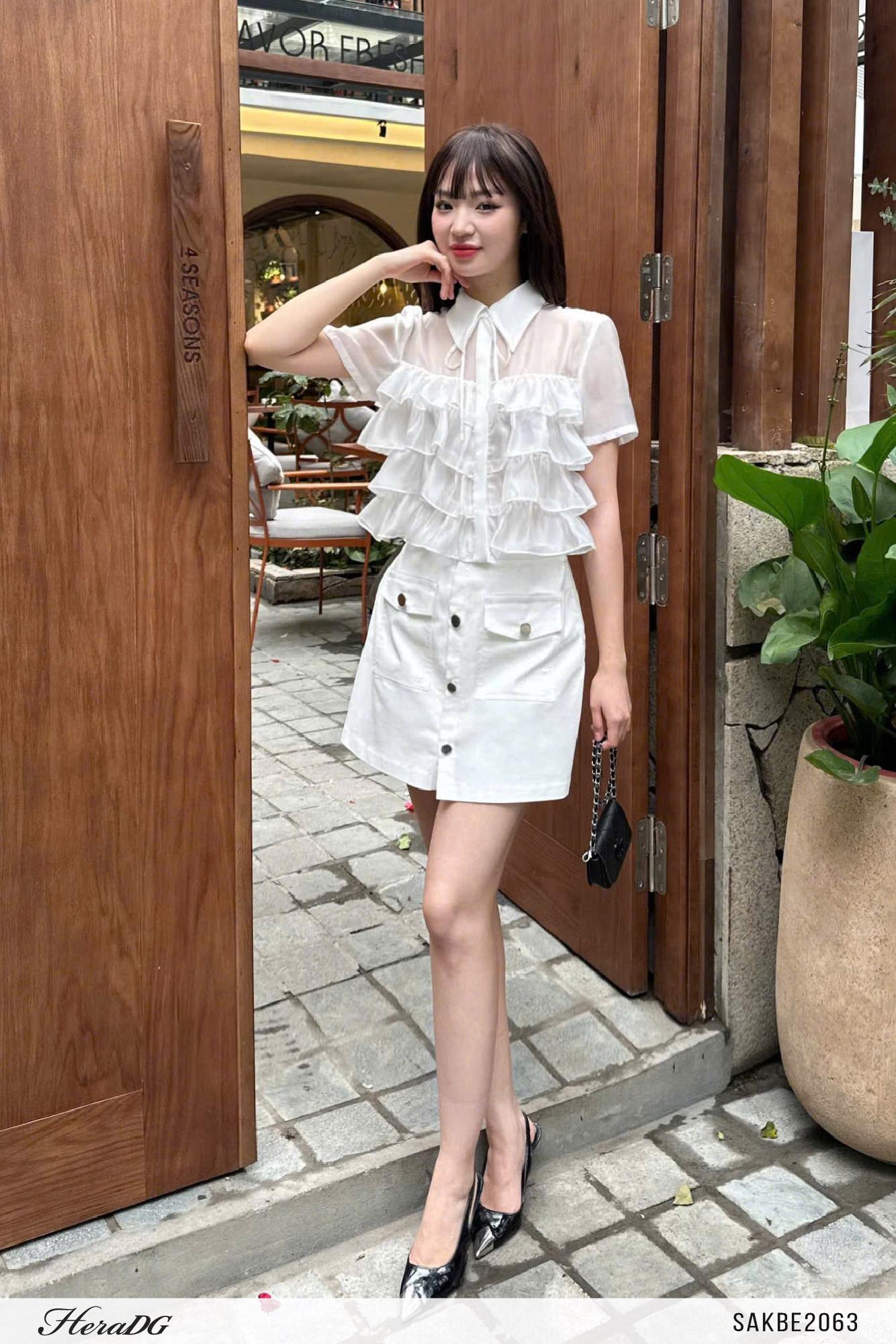 Áo sơ mi tơ bèo tầng