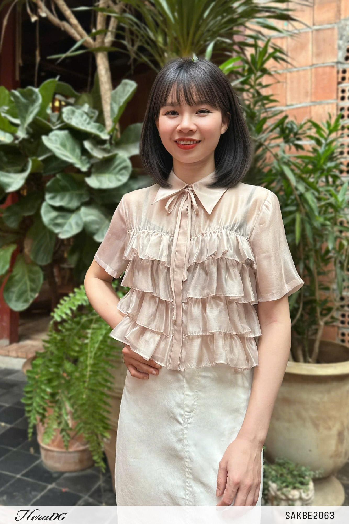 Áo sơ mi tơ bèo tầng