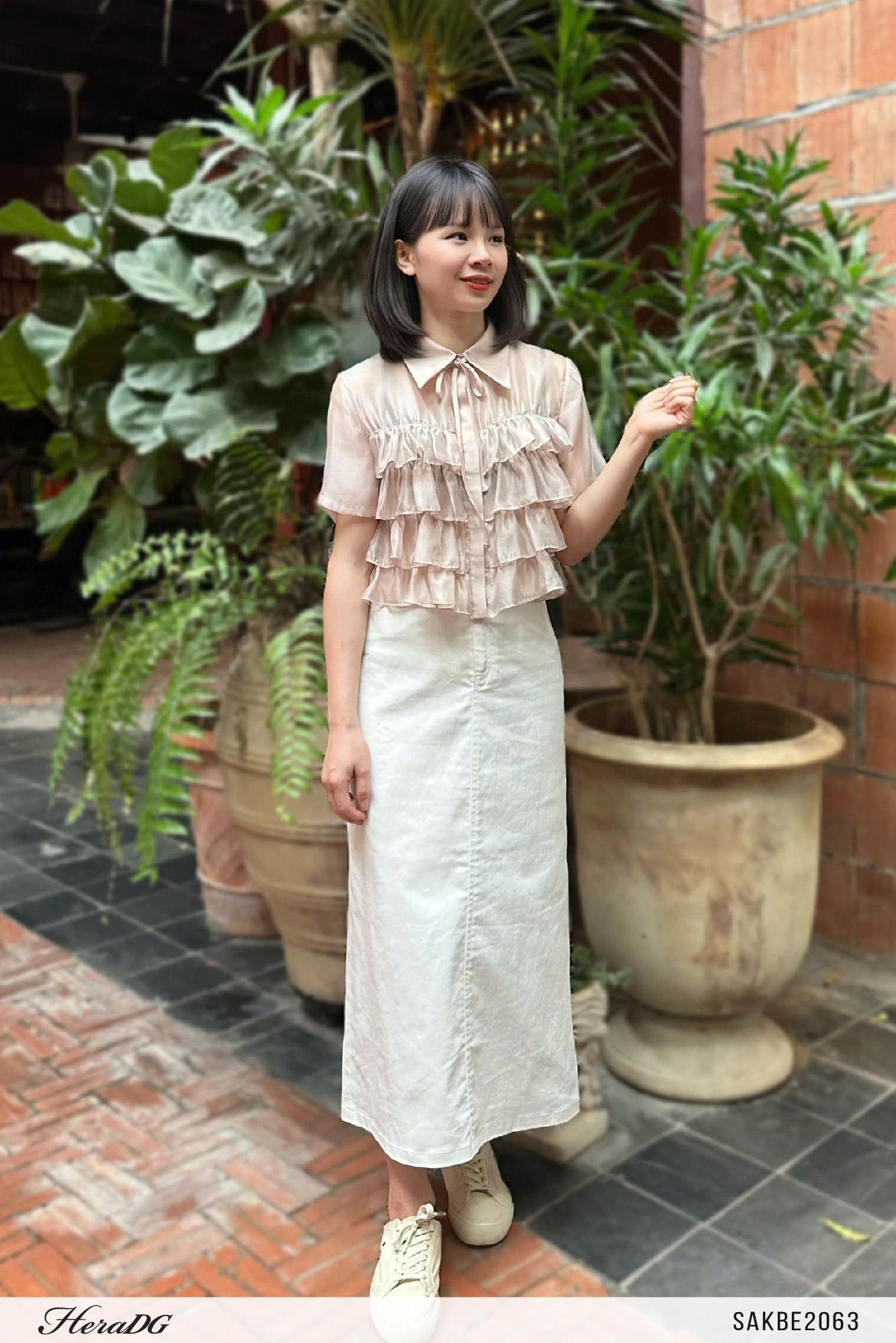 Áo sơ mi tơ bèo tầng