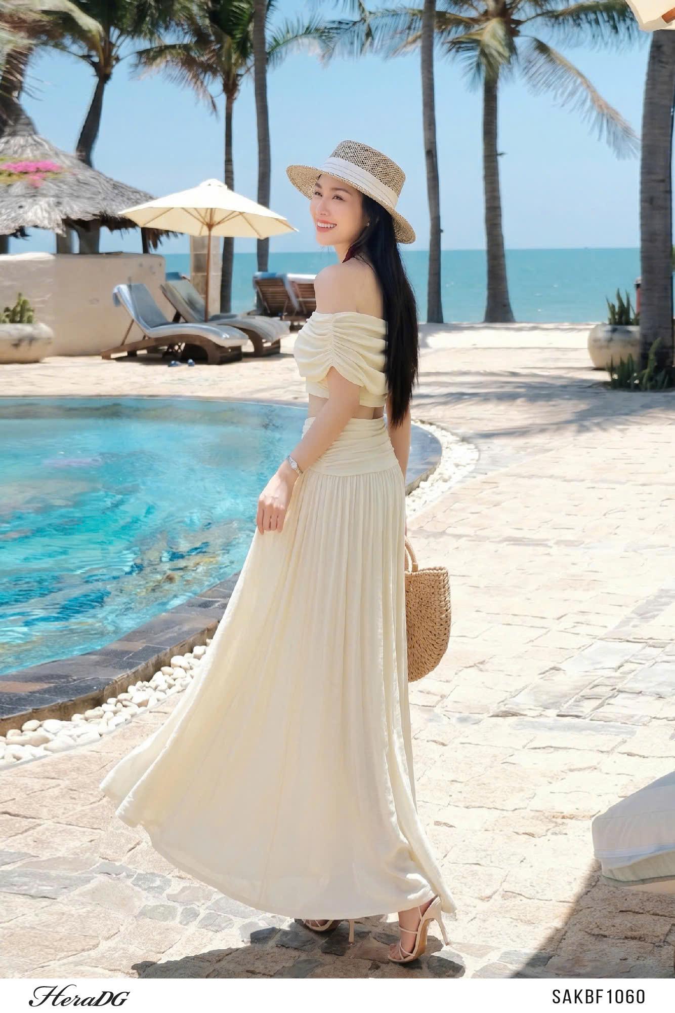 Áo trễ vai nơ ngực