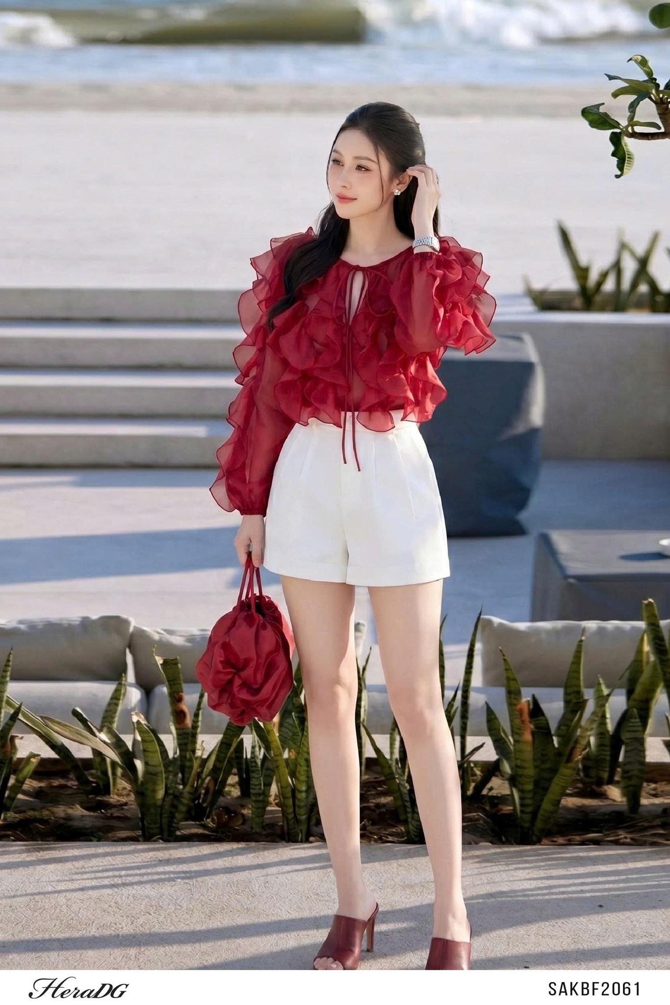 Áo kiểu bèo rủ dọc thân