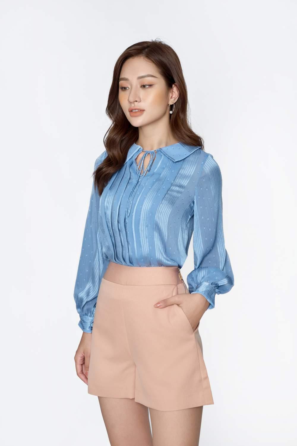 Áo sơ mi dài tay xếp trước