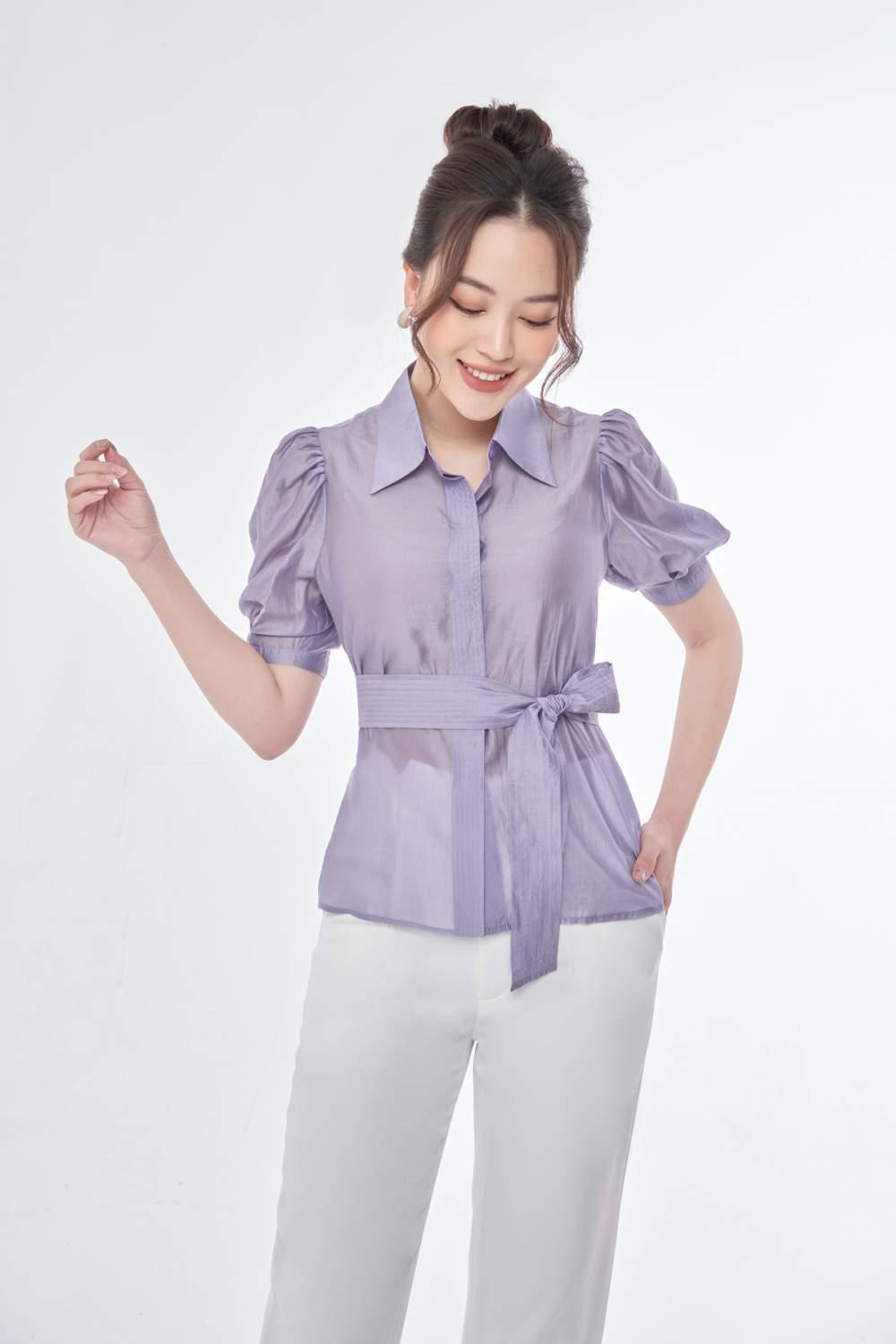 Áo sơ mi cổ đức ngắn tay
