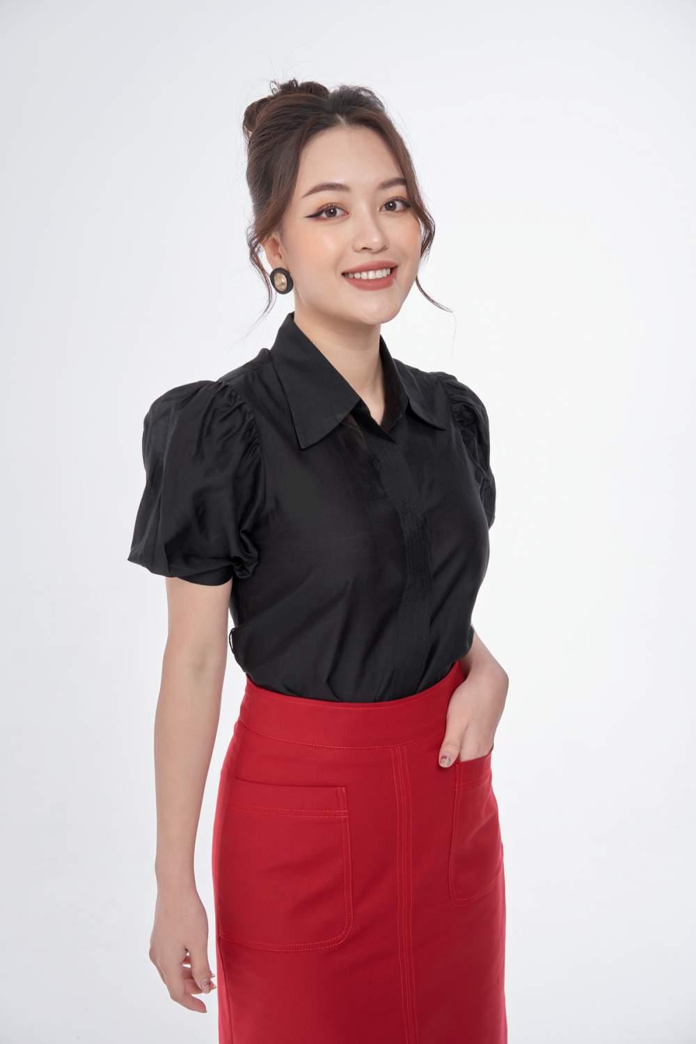 Áo sơ mi cổ đức ngắn tay